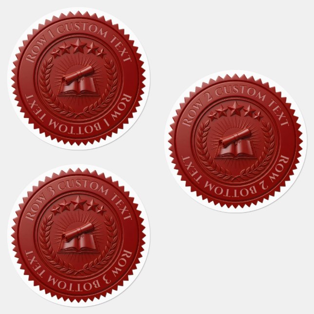 Custom 3D editable Red wax certificate seal Labels (Group)
