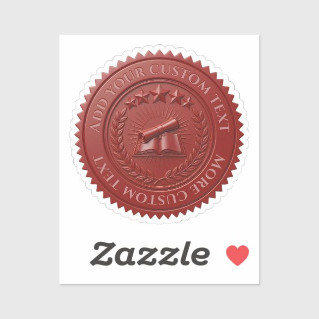 Custom 3D editable Red wax certificate seal Sticker (Sheet)