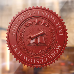 Custom 3D editable Red wax certificate seal Window Cling