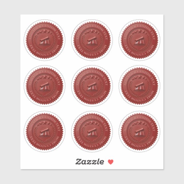 Custom 3D editable Red wax foil certificate seal Sticker (Sheet)