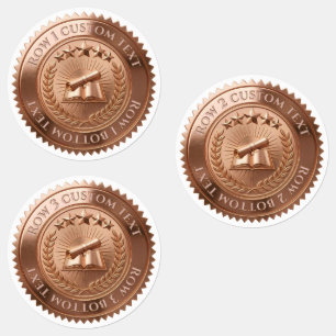 Custom 3D editable Rose Gold foil certificate seal Labels