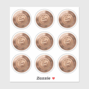 Custom 3D editable Rose Gold foil certificate seal Sticker