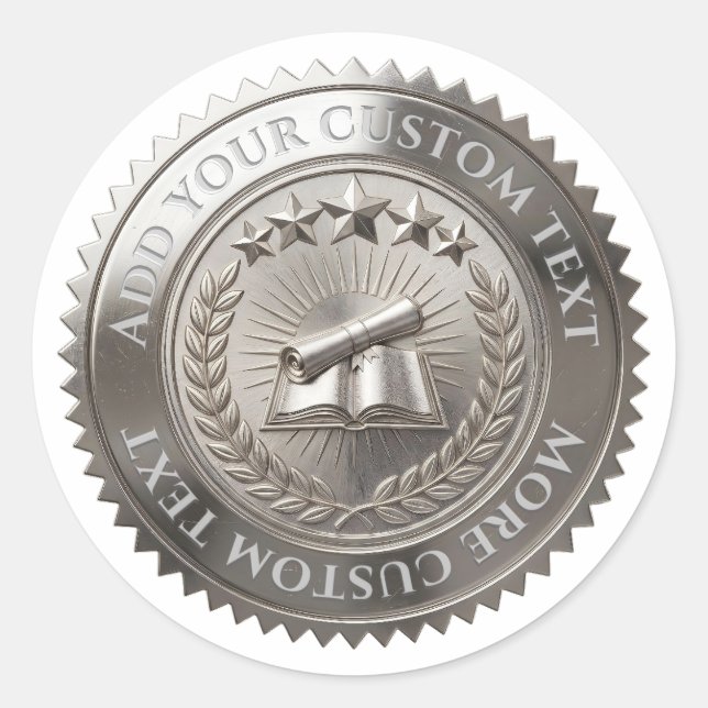Custom 3D editable Silver foil certificate seal (Front)