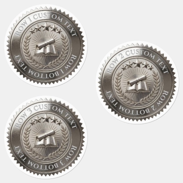 Custom 3D editable Silver foil certificate seal Labels (Group)