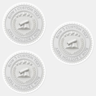 Custom 3D editable White wax foil certificate seal Labels
