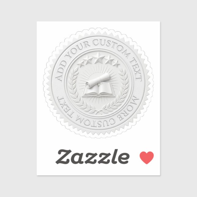Custom 3D editable White wax foil certificate seal Sticker (Sheet)
