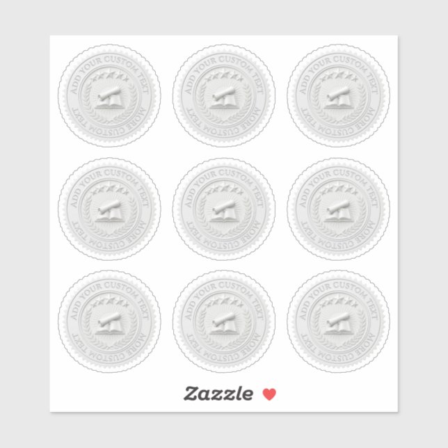 Custom 3D editable White wax foil certificate seal Sticker (Sheet)