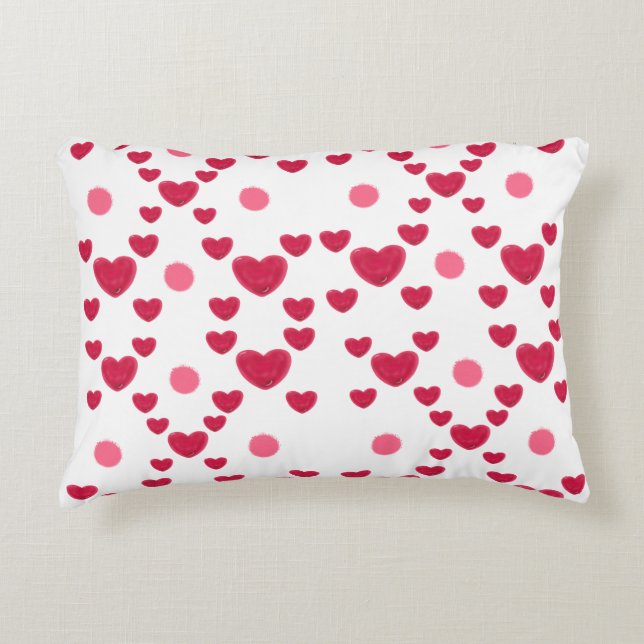Custom 3D Jelly Hearts & Polka Dots Cute Pattern Accent Pillow (Front)