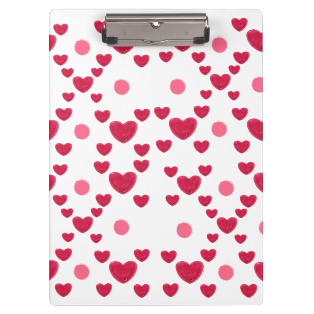 Custom 3D Jelly Hearts & Polka Dots Cute Pattern Clipboard (Front)