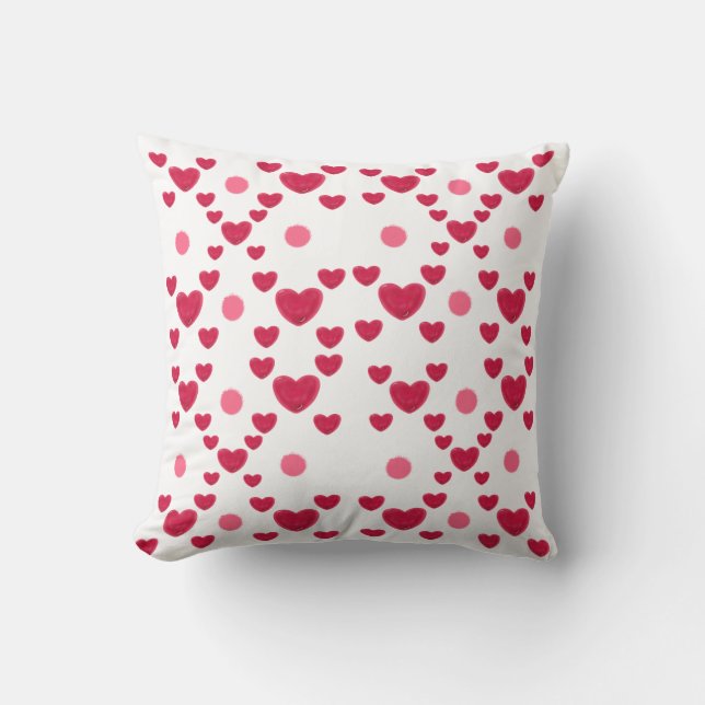 Custom 3D Jelly Hearts & Polka Dots Cute Pattern Throw Pillow (Front)
