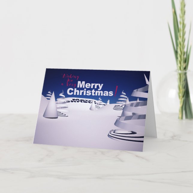 Custom 3D SNOWY MERRY CHRISTMAS SEASON'S GREETING Holiday Card (Front)