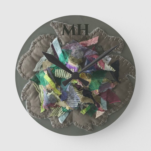 Custom 3D Textile Colorful Abstract Ribbon Stripes Round Clock (Front)