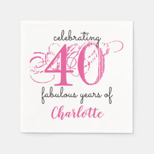 Custom 40 fabulous typography pink Paper Napkins