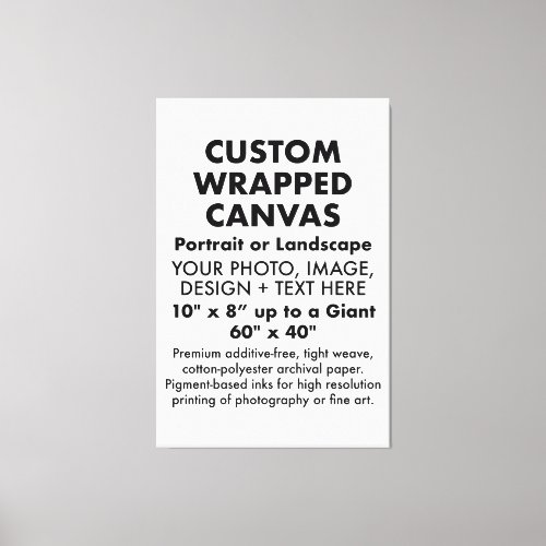 Custom 40 x 60 PREMIUM WRAPPED CANVAS Blank