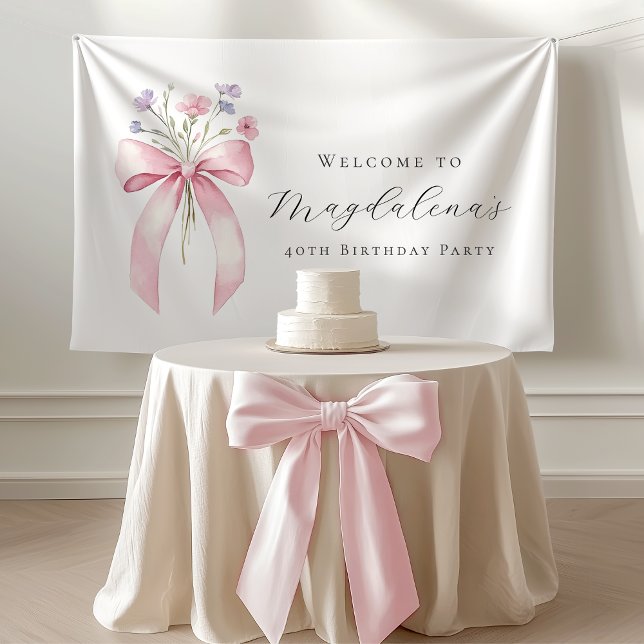Custom 40th Birthday Banner Bow Wildflower (Creator Uploaded)
