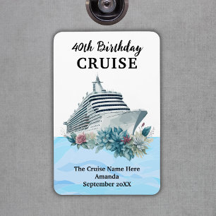 Custom 40th Birthday Cruise Cabin Door Magnet