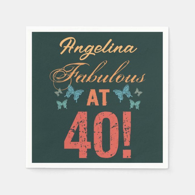 Custom 40th Birthday Fabulous Napkins (Front)