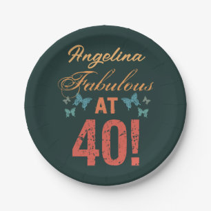 Custom 40th Birthday Fabulous Paper Plates