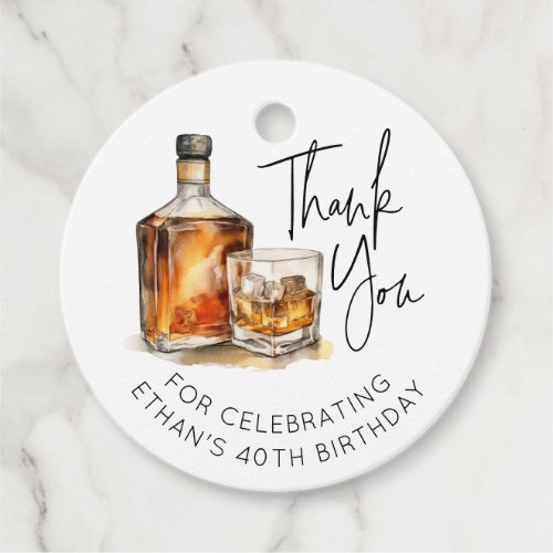 Custom 40th Birthday Favor Tags WhiskeyBourbon