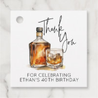 Custom 40th Birthday Favor Tags Whiskey/Bourbon