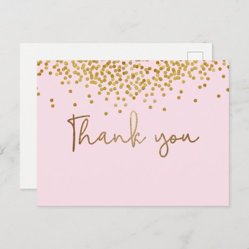 Custom 40th birthday Gold confetti Blush Pink Postcard