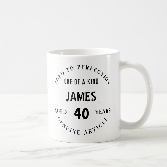 Custom 40th Birthday Mug - Aged to Perfection - Pe (Right)