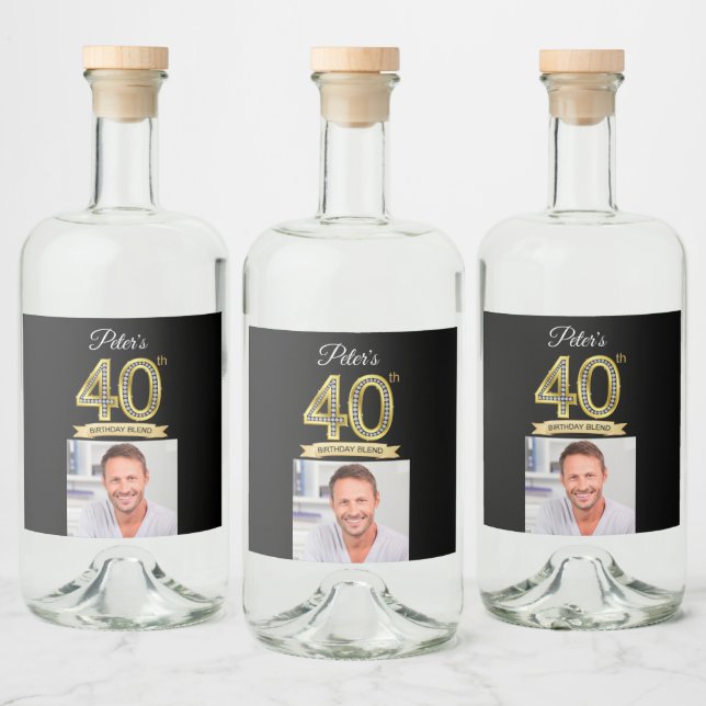 Custom 40th Birthday Party Mini Liquor Favor Label (Bottles)