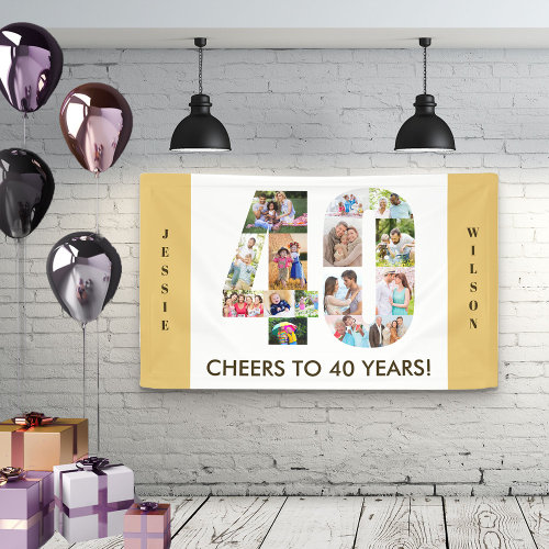 Custom 40th Birthday Party Neutral Photo Collage