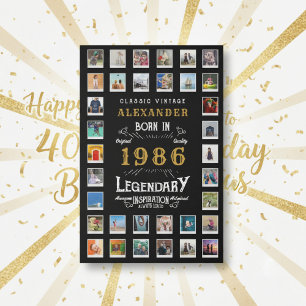 Custom 40th Birthday Photo Collage Family Memories Faux Canvas Print