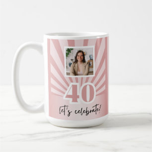 Custom 40th birthday pink stripe  coffee mug