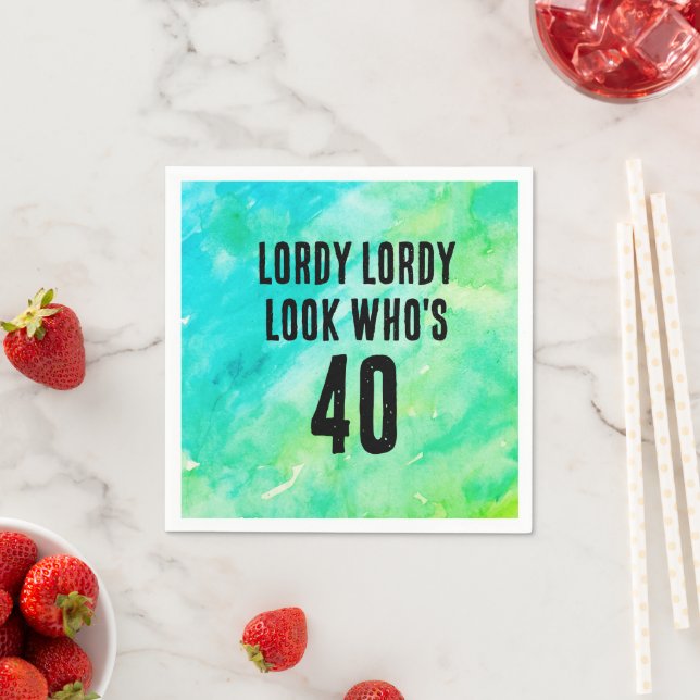 Custom 40th Birthday Watercolor Tie Dye Napkins (Insitu)