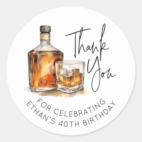 Custom 40th Birthday WhiskeyBourbon Sticker Favor