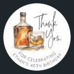 Custom 40th Birthday Whiskey/Bourbon Sticker Favor<br><div class="desc">Celebrate a milestone with elegance and a touch of personal flair! Introducing our Customizable 40th Birthday Favor Tags, adorned with an exquisite watercolor illustration of whiskey or bourbon, perfect for adding a sophisticated twist to your birthday celebrations. Designed for whiskey enthusiasts and those cherishing the fine things in life, these...</div>