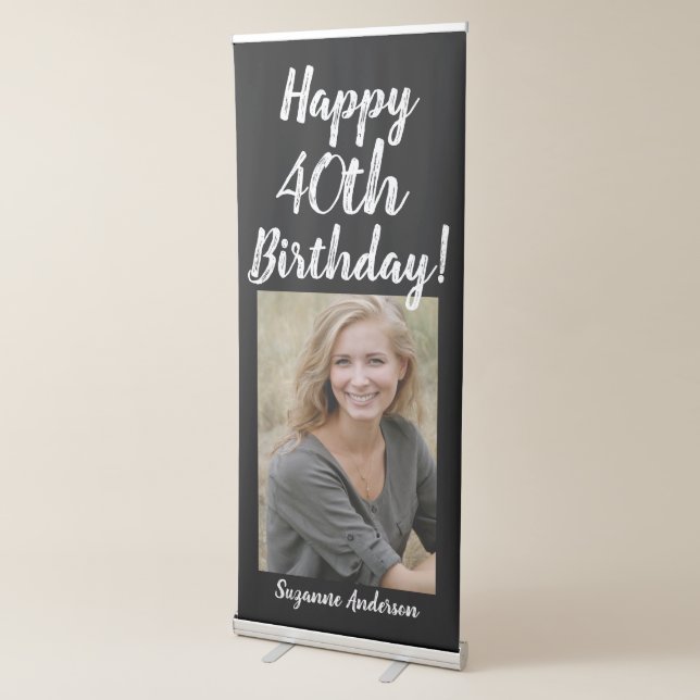 Custom 40th Milestone Birthday Black Banner Sign (3/4)