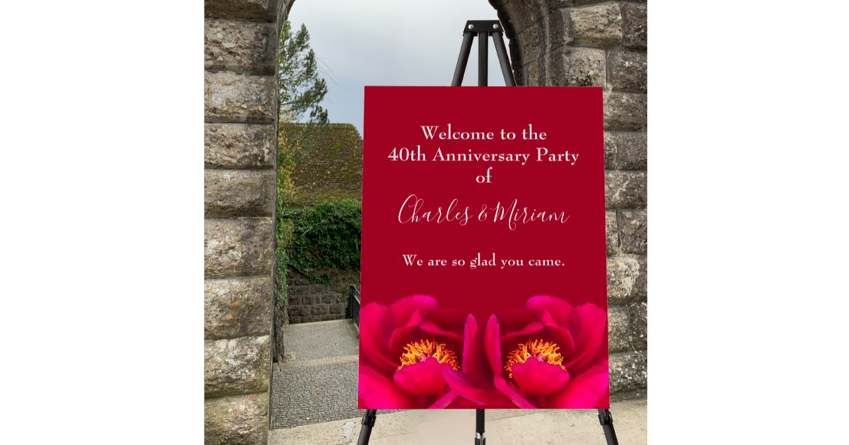 Custom 40th Ruby Anniversary Party Welcome Sign Zazzle custom-40th-ruby-anniversary-party-welcome-sign-zazzle