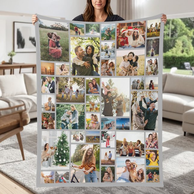 Custom 42 Photo Collage Fleece Blanket (Creator Uploaded)