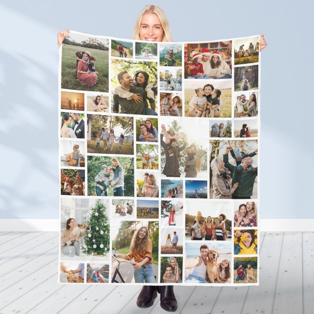 Custom 42 Photo Collage Fleece Blanket (Creator Uploaded)