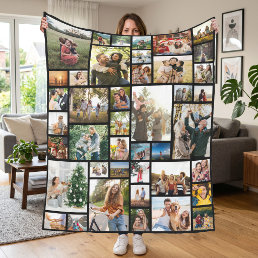 Custom 42 Photo Collage Fleece Blanket