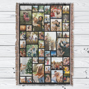 Custom 42 Photo Collage Throw Blanket