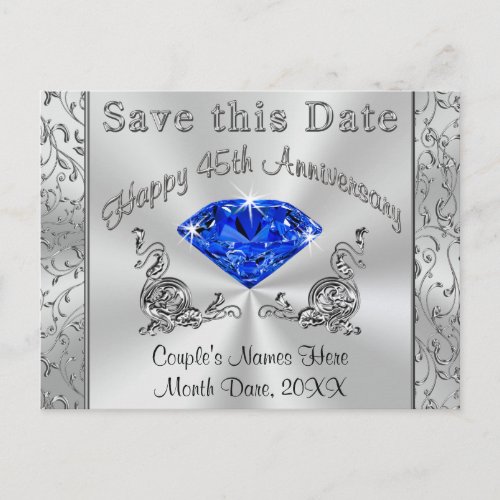 Custom 45th Anniversary Invitations Save the Date