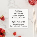 Custom 4.75&quot; Cocktail Wedding Paper Napkins at Zazzle