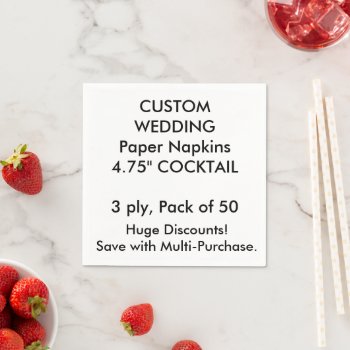 Custom 4.75" Cocktail Wedding Paper Napkins by PersonaliseMyWedding at Zazzle