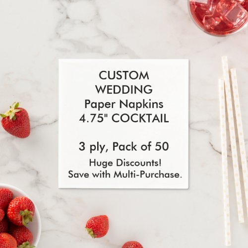 Custom 475 COCKTAIL Wedding Paper Napkins