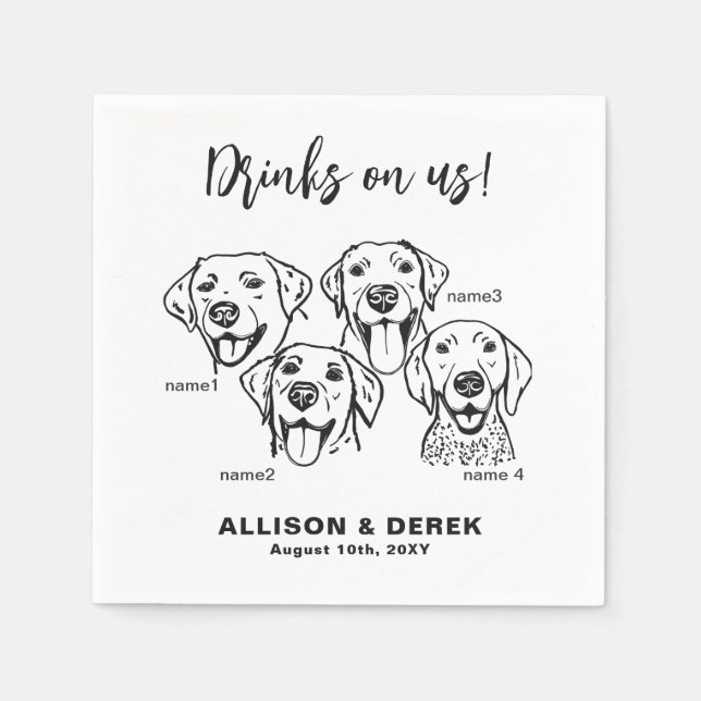 Custom 4 Dogs Drink On Me Napkins (Front)