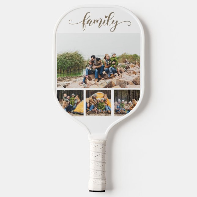 Custom 4 Family Photo Collage  Pickleball Paddle (Back)