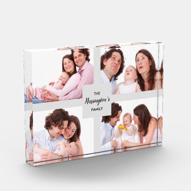 Custom 4 Family Photos Collage Rectangle Frame Acrylic Award (Left)