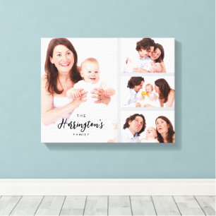 Custom 4 Family Photos Collage Rectangle Frame Canvas Print