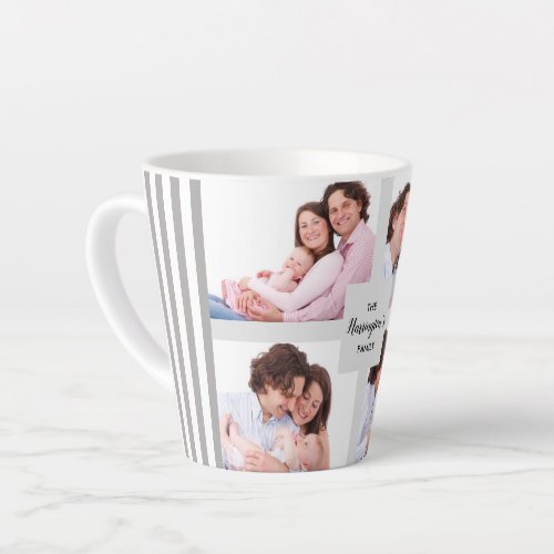 Custom 4 Family Photos Collage Rectangle Frame Latte Mug