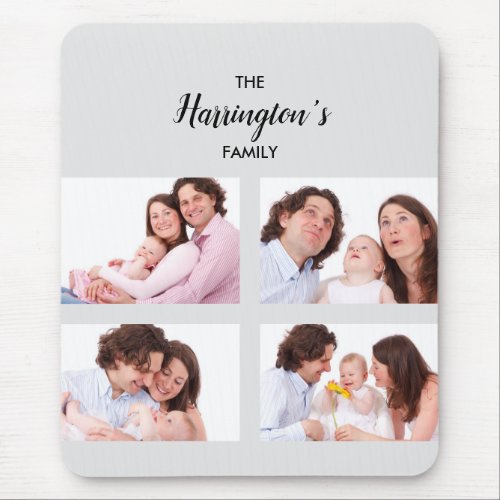 Custom 4 Family Photos Collage Rectangle Frame Mouse Pad