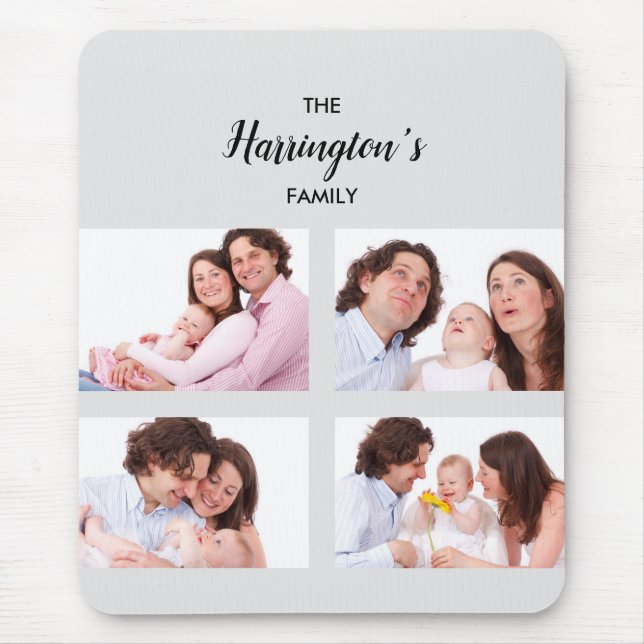 Custom 4 Family Photos Collage Rectangle Frame Mouse Pad (Front)